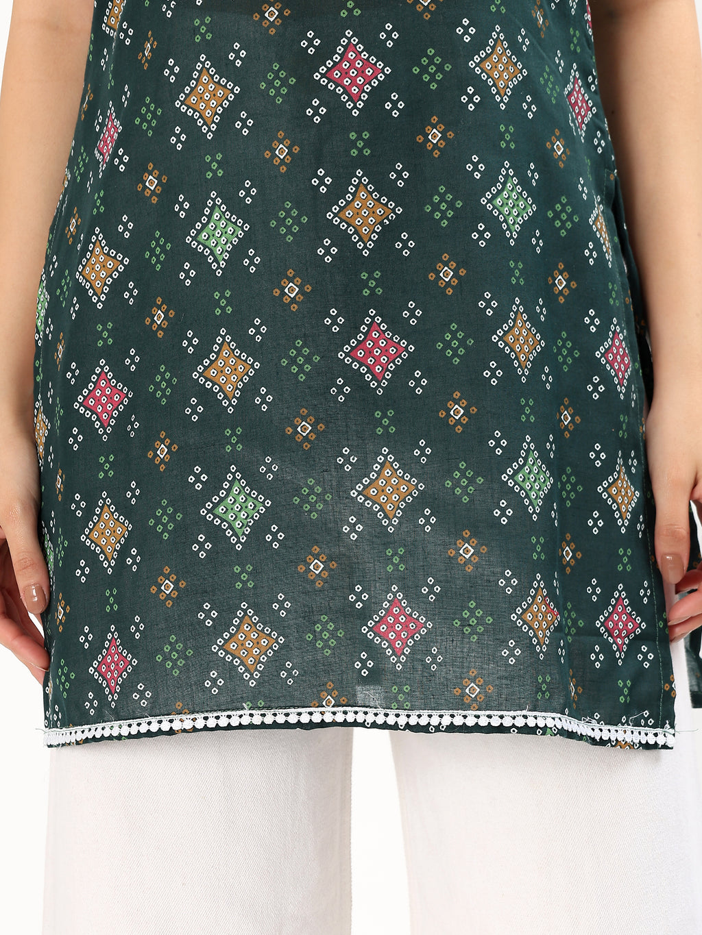 Green Printed Strappy Cotton Top